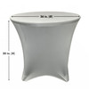 36 x 30 inch Lowboy Cocktail Round Stretch Spandex Table Cover Silver for Events, Parties, Weddings