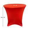 36 x 30 inch Lowboy Cocktail Round Stretch Spandex Table Cover Red, Wholesale