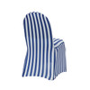 Stretch Spandex Banquet Chair Cover Striped White and Royal Blue