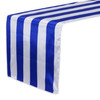 14 x 108 Inch Satin Table Runner Royal Blue/White Striped