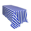 90 x 156 inch Rectangular Satin Tablecloth Royal Blue/White Striped