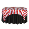 72 Inch Square Satin Table Overlay Red/White Striped