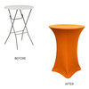 30 inch Highboy Cocktail Round Stretch Spandex Table Cover Orange on lifetime table 30 inch Highboy Cocktail Round Stretch Spandex Table Cover Orange on lifetime table