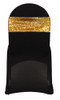 10 Pack Stretch Spandex Glitz Sequin Bands Gold on Black Chair Cover