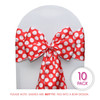 10 Pack Satin Sashes Red/White Polka Dots