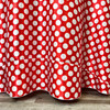 120 inch Round Satin Tablecloth Red/White Polka Dots seam