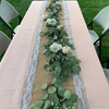 14 X 108 Inch Jute Burlap Table Runner with White Lace Edges