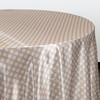 132 inch Round Satin Tablecloth Peach/White Polka Dots For Weddings