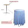 120 Inch Round Polyester Tablecloth Gingham Checkered Royal Blue on 30 inch cocktail table 