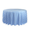 120 Inch Round Polyester Tablecloth Gingham Checkered Royal Blue