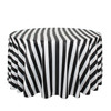 120 Inch Round L'amour Tablecloth Black/White Striped