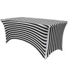 Stretch Spandex 8 Ft Rectangular Table Cover Black/White Striped