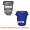 32 Gallon Spandex Trash Can/Waste Container Cover Royal Blue before and after