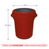 32 Gallon Spandex Trash Can/Waste Container Cover Red before and after measurements