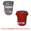 32 Gallon Spandex Trash Can/Waste Container Cover Red before and after