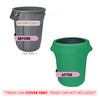 32 Gallon Spandex Trash Can/Waste Container Cover Emerald  Green before and after
