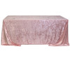 90 x 132 Inch Rectangular Crushed Velvet Tablecloth Dusty Rose Front