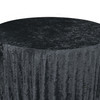 132 Inch Round Crushed Velvet Tablecloth Black Top