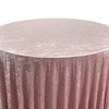 132 Inch Round Crushed Velvet Tablecloth Blush Top