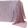 90 x 156 Inch Rectangular Crushed Velvet Tablecloth Dusty Rose Corner