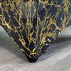 Stretch Spandex 8 ft Rectangular Black Table Cover With Gold Marbling Pocket Outside