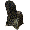 Stretch Spandex Banquet Chair Cover Black With Gold Marbling Side 