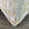 Stretch Spandex 8 ft Rectangular Table Cover White With Gold Marbling Pocket Outside