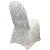 Stretch Spandex Banquet Chair Cover White With Gold Marbling Side