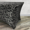 Stretch Spandex 8 ft Rectangular Table Cover Black With Silver Marbling Side Corner