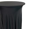 30 inch Highboy Cocktail Round Wavy Draping Stretch Spandex Table Cover Black