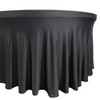 Stretch Spandex 5 ft Round Wavy Draping Table Cover Black Side