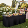 black wavy spandex table covers for weddings and catering events