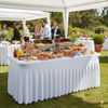 white wavy spandex table covers for weddings and catering events