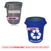 32 Gallon Spandex Trash Can/Waste Container Cover Royal Blue With Recycling Logo