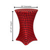 30 Inch Highboy Cocktail Round Stretch Spandex Table Cover Red Buffalo Plaid Inside Pocket Dimensions