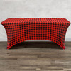 Stretch Spandex 8 Ft Rectangular Table Cover Red Buffalo Plaid Front