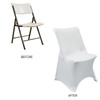 Stretch Spandex Lifetime Folding Chair Cover White before and after