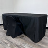 8 ft Fitted Slit Open Back Polyester Rectangular Tablecloth with chair Black