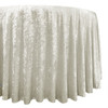 132 Inch Round Crushed Velvet Tablecloth Ivory Drape