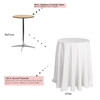 120 inch Round Polyester Tablecloths White on 30 inch cocktail table