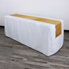 14 x 108 Inch Satin Table Runner Gold on a rectangular table