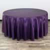 132 Inch Round Satin Tablecloth Purple
