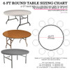 6 ft round table sizing chart