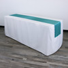 14 x 108 inch Satin Table Runners Teal on a rectangular table