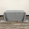 90 x 156 Inch Rectangular Polyester Tablecloth Gray Front