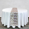 14 x 108 inch Chevron Sequin Table Runners White and Blush on round table