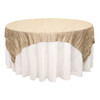 90 Inch Square Crinkle Taffeta Table Overlay Champagne