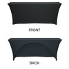 Spandex 8 Ft Open Back Rectangular Table Covers Black front and back