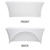 Stretch Spandex 8 ft x 18 Inches Open Back Rectangular Table Cover White front and back