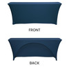 Spandex 6 Ft x 18 Inches Open Back Rectangular Table Covers Navy Blue front and back